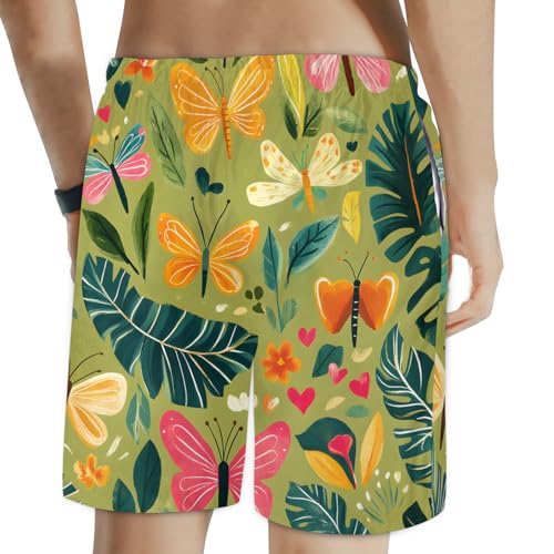 Men's Swim Trunks Size S Goldenrod Butterfly with Mesh Lining Soft Breathable Quick Dry Beach Shorts2