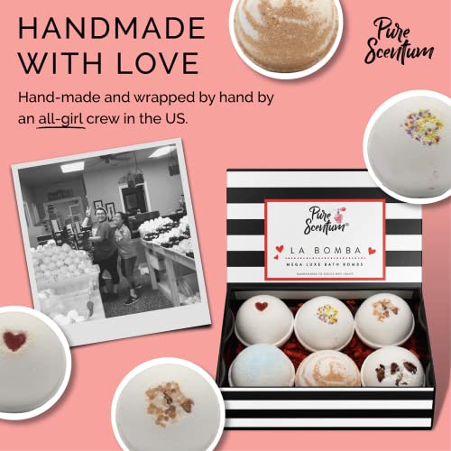 Pure Scentum 6 Xxl Bath Bombs Handmade In Usa, Bath Bombs For Women Relaxing, Shea Butter For Dry Skin, Natural Organic All Natural Bath Bombs, Vegan Bath Bomb, Large Bath Bombs, La Bomba #TOP4
