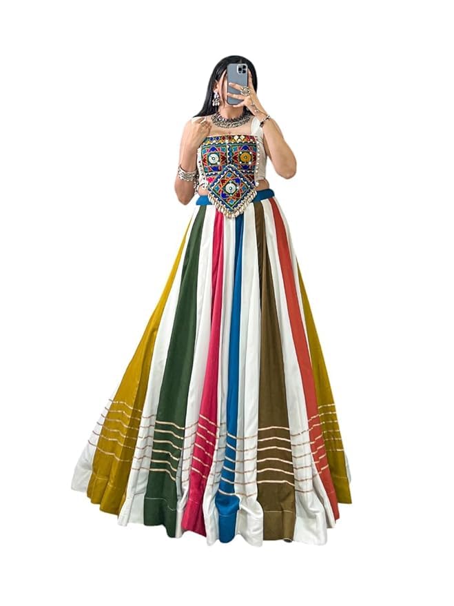 snazzy stitch Women's Pure Rayon Cotton Real Mirror Work Gamthi Design Lehenga Choli With Blouse Peice | Navratri chaniya choli | Navratri lehenga for women-picture-32