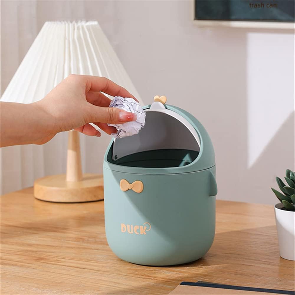 TOGHPUW Desk Bin, Mini Trash, Cute Small Waste Bin, Deskbin with Lid, Suitable for Office Bedroom, Children'S Room (green) - Image 2