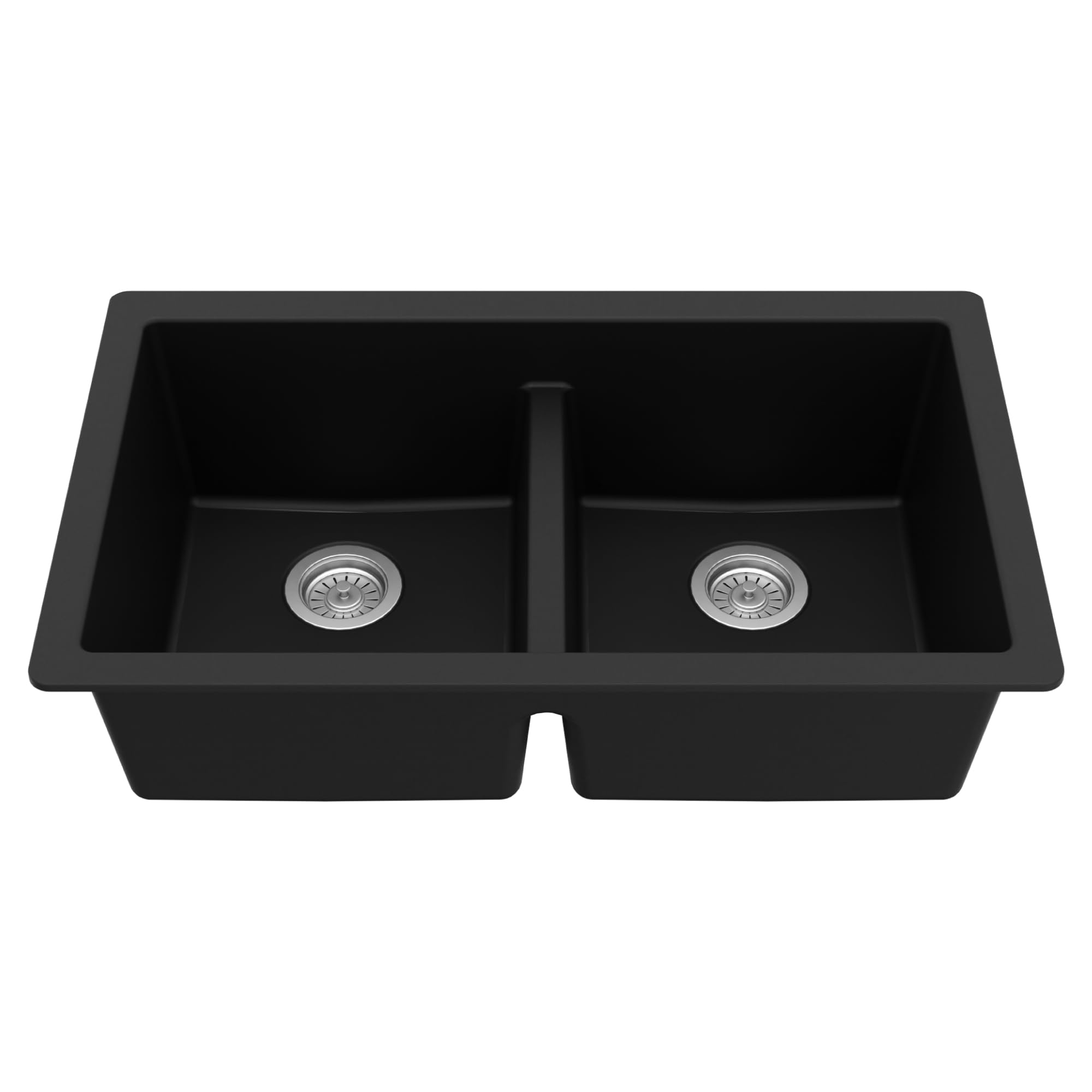 Karran QU-810 32" Undermount Double Equal Bowl Quartz Kitchen Sink in Black