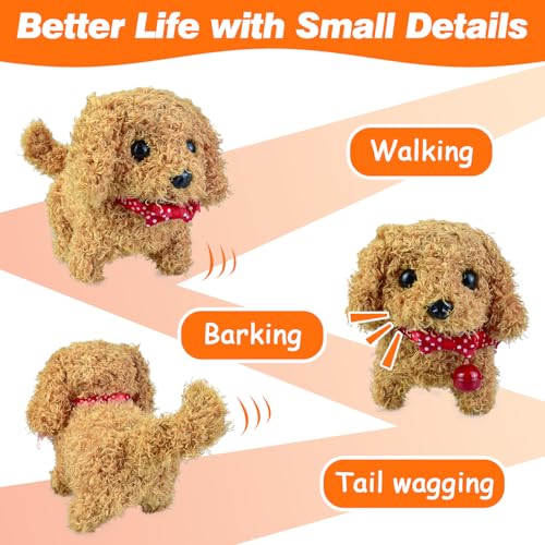 TLYYUKP Hund Spielzeug Kinder Toy Dog with Walking, Barking, Tail Brush, Spielzeug Hund Laufender HundSpielzeug für Kinder Hund mit Leine der SpielzeugHund der Läuft und Bellt Geschenk