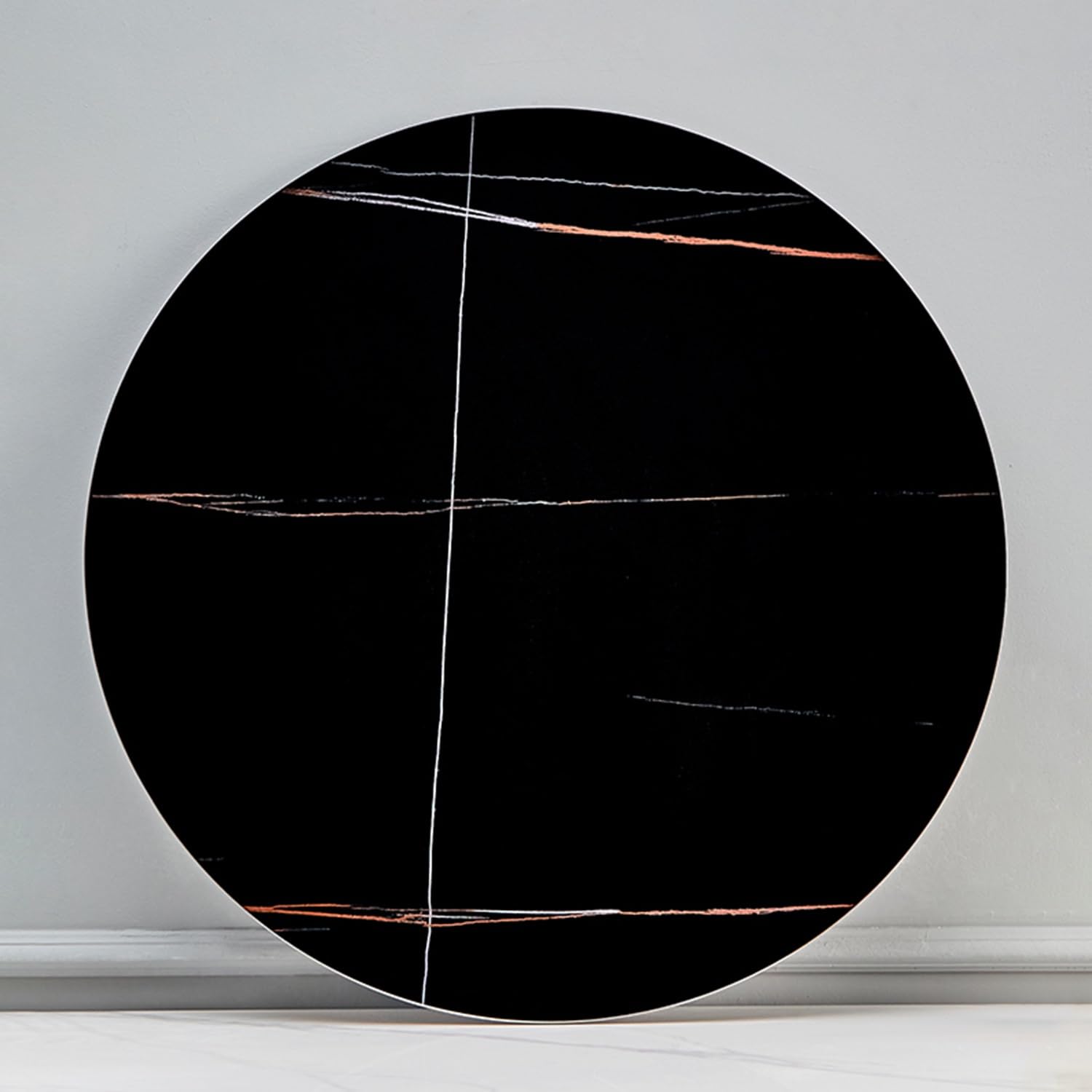 Plateau Tournant en Ardoise, Plateau Rotatif Rond pour Table à Manger, Rotation Fluide, Pas Facile à Vider, Diamètre 60 cm, 70 cm, 80 cm, 90 cm, 100 cm(Black-Gold,70cm/28)