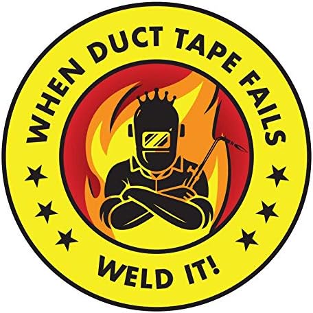 Pack of 3 Funny Welding Stickers Decal Duct Tape Fails Weld It, Hard Hat Sticker - USA Welder Stickers and Decals