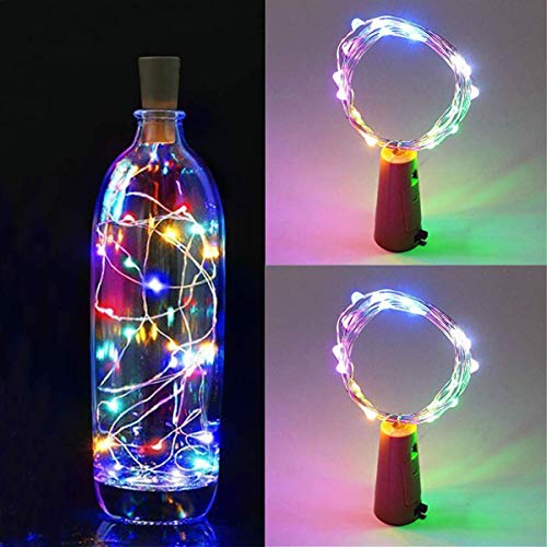 Image of Zilloquil 20 LED Wine Bottle Cork Copper Wire String Lights, 2M Battery Operated Perfect for Home Decoration, Party, Living Room, Bedroom, Dining Room, Decor Light (Multi, Pack of 10)