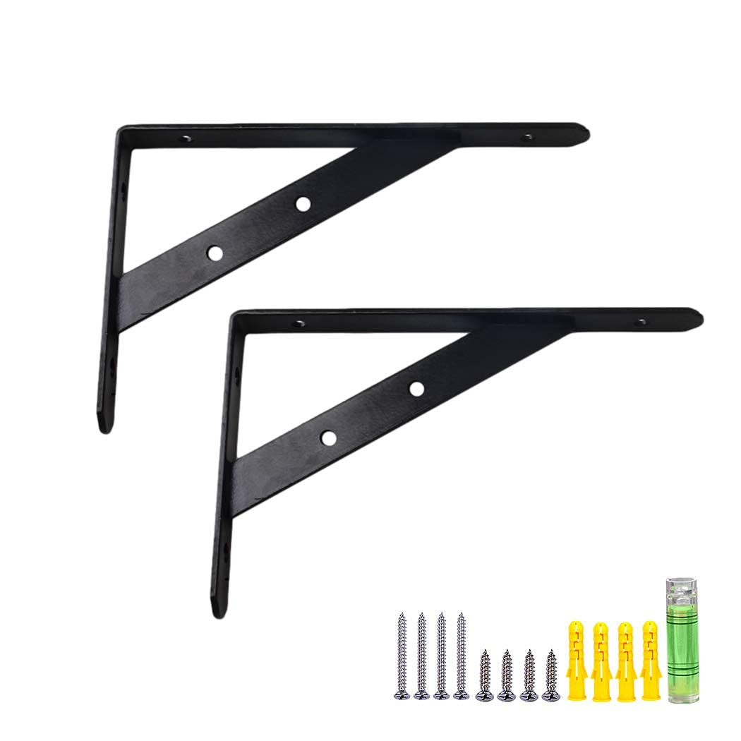 Supports d'étagère robustes en acier inoxydable au fini brossé durable, lot de 2