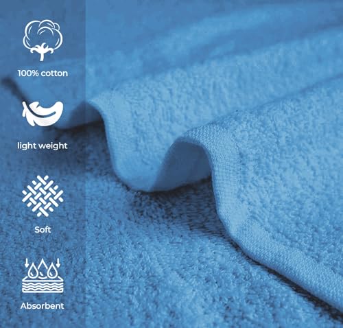 Image of Avalon Towels Salon Towel - Sky Blue Hand Towels Bulk Pack of 24 - 100% Cotton Absorbent Spa, Facial & Gym Towel for Working Out - 16x27 Inches (Not Bleach Proof)
