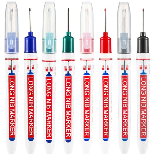 Pennarelli Indelebili Punta Fine, 8 Pezzi Colorati Marking Fine, Pennarello Indelebile Punta Conica, 4 Colori