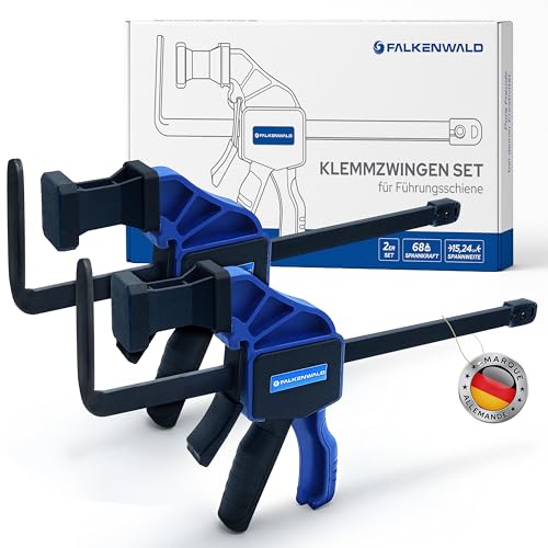 Falkenwald® Jeu de 2 Serre Joints à Libération Rapide - Largeur de Serrage 150 mm et 240 mm - Force de Serrage Maximale de 68 kg pour Travail du Bois, des Métaux et...