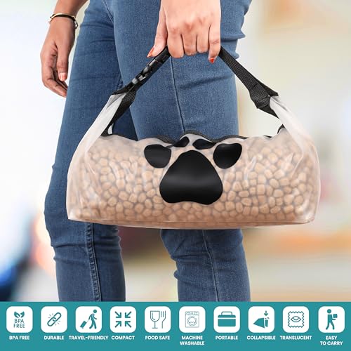 BELLE VOUS Hundefutter-Aufbewahrungsbeutel 2er Set - Futtertasche - Reise Hundenapf für Hundefutter oder Hundekekse - Hunde Reise Zubehör - Faltbarer Hundenapf unterwegs