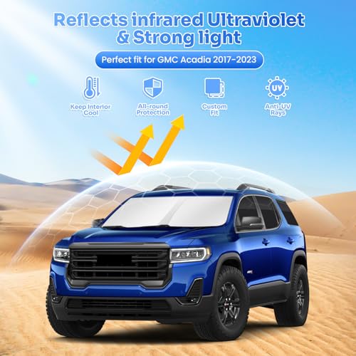 Image of Canvcle Window Shades for 2017-2023 GMC Acadia Accessories Windshield Sun Shade Side Rear Window Covers Sunshade Sun Visor Shield Privacy Protection for Camping Keep Vehicle Cool Black 8PCS