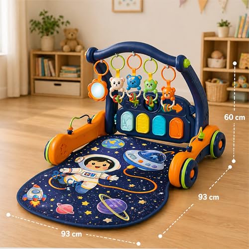 Image of Lifelong Astro 2-in-1 Playgym & Convertible Walker | Music, Lights with Hanging Toys | Non-Toxic for Motor & Fine Skills Development | Tummy Time Extra Soft Cushioned Play Mat for Babies (0-24 Months)