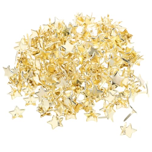 ULDIGI 200pcs 14mm Star Brads for Paper Crafts Mini Paper Brad Fasteners Gold Craft Embellishments Round Head Metal Brads Scrapbooking Decorative Elements