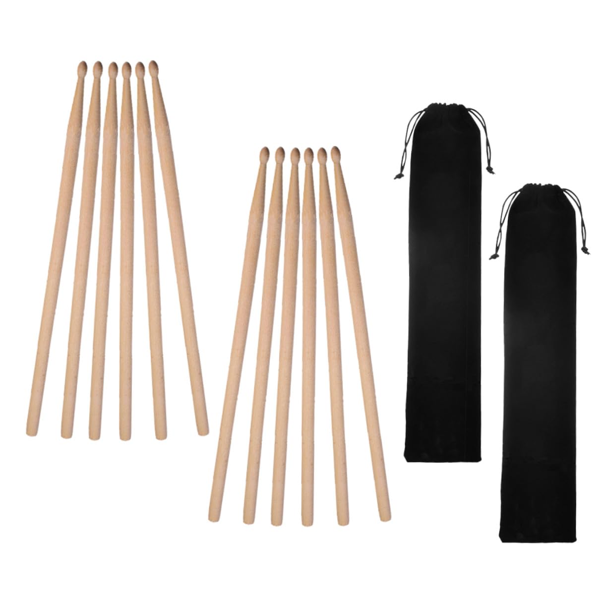 Mipcase 5a Bacchette per Batteria in Legno di Faggio 2 Set con Borsa per Musicisti Professionisti