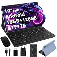 Dghrti 2025 Dernière Tablette 10 Pouces Android 13 16Go RAM+128Go ROM(1TB TF), 8-Core 2.0GHz, WiFi 5G/2.4G,BT 5.0, GPS, 8000mAh, avec étui, Bleu