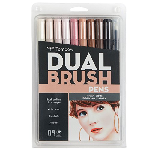 Image of Tombow Dual Brush Pen Art Marker Set: Set Includes 1 of Each Marker Set Primary, Greyscale and Portrait