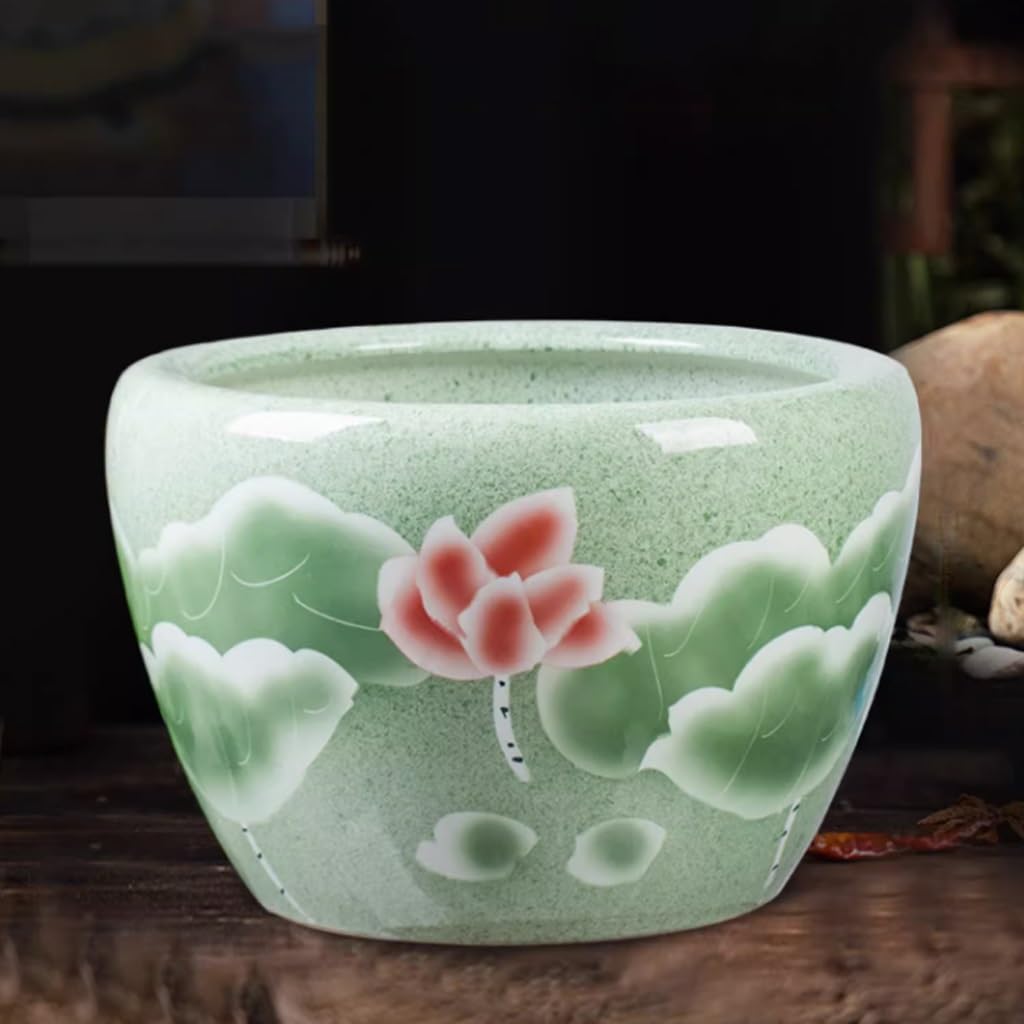 MACIUM Aquarium de Bols à Poisson Cour Jardin Grand Aquarium Lotus nénuphar Pot en céramique réservoir Bassin de Poisson Rouge intérieur Aquarium décoration Vase de Table (Size : 63cm)