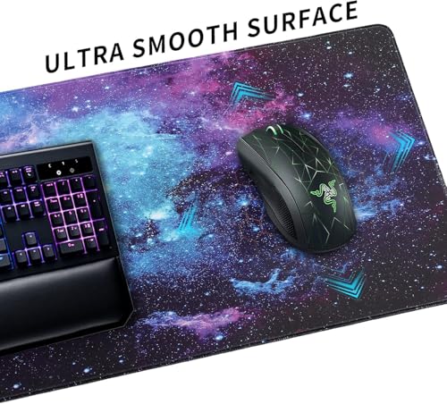 Image of Large XXL Gaming Mouse Pad 900 x 400 x 3 mm, Extended Mouse Pad with Galaxy Print, Stitched Edge, Non Slip Rubber Base, Desk Mat for Gaming, Laptop, Computer, Office & Study(1-pcs)