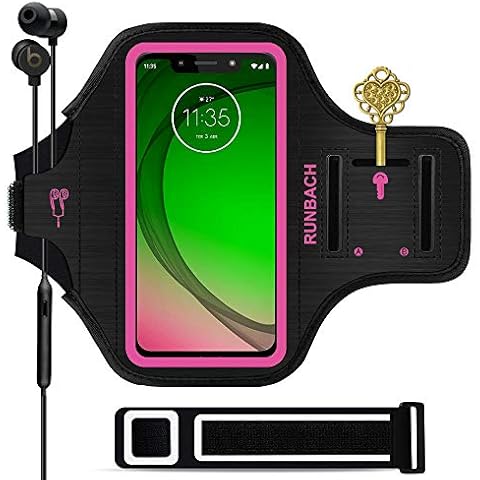 RUNBACH Sweatproof Running Armband for Motorola One Fusion/Edge Series/E7 Power/E7 Plus/G Stylus/G Power/G Play/G9 Play/G9 Plus/G9 Stylus/G30/G10(Pink) Cover