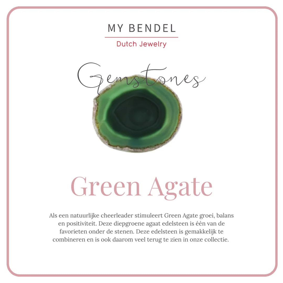 My Bendel - Combi Gliederarmband Gold Grüner Achat Edelstein- Stylisches Gliederarmband kombiniert mit echten Edelsteinen - Bleibt schön und Verfärbt nicht - mit Luxuriösen Geschenkverpackung