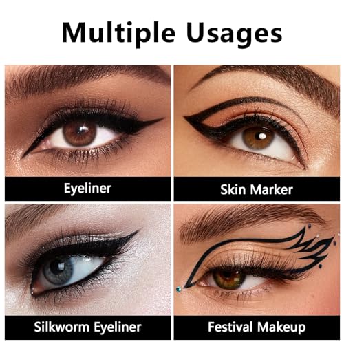 12 Pcs Jutqut Black Eyeliner Pencils Set, Matte Eyeliner Velvet Smooth, Natural Long Lasting Makeup Eye Liners, Easy to Color, Waterproof Eyeliner pencil Professional Eye-Makeup Pencil, Black - Image 6