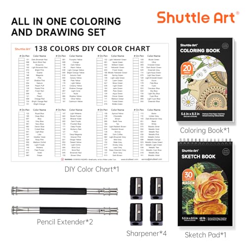image for Shuttle Art 138 Colors Professional Colored Pencils, Soft Core Colorin