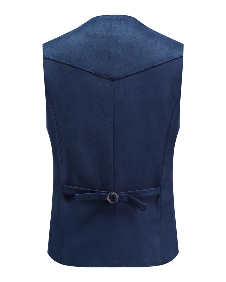 Allthemen Męska zamszowa kamizelka, dekolt w serek, casualowa kurtka bez rękawów, slim fit, biznesowa, formalna kamizelka na kolację weselną