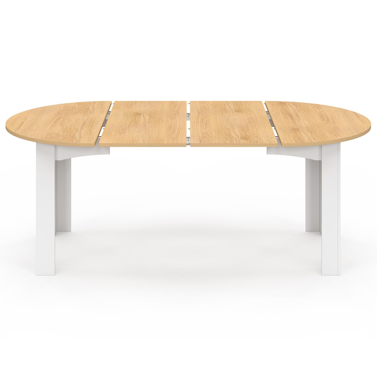 IDMarket - DONA tavolo da pranzo rotondo allungabile 4-10 persone piano finitura faggio bianco 110-200 cm