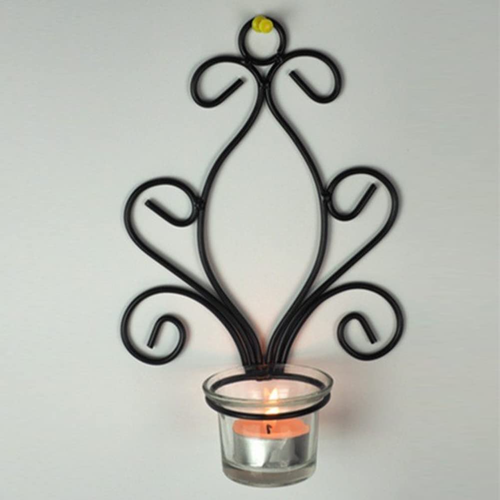 Bougeoirs Muraux Parthan - Lot De 2 | Design Fer Et Verre | Pour Déco Salon, Mariage Et Fêtes