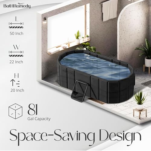 Image of Bath Tub for Adult for Bathroom, Foldable SPA Tub for Home Use with Drainage Hole, Thickened Insulated Ice Bath Tub, Inflatable BathTub for Adults, Ice BathTub for Adults (Black)