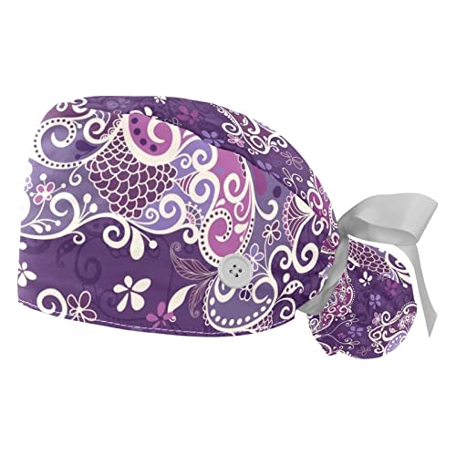 Chapeaux bouffants JDEZ à motifs fleurs : lot de 2 casquettes de travail réglables