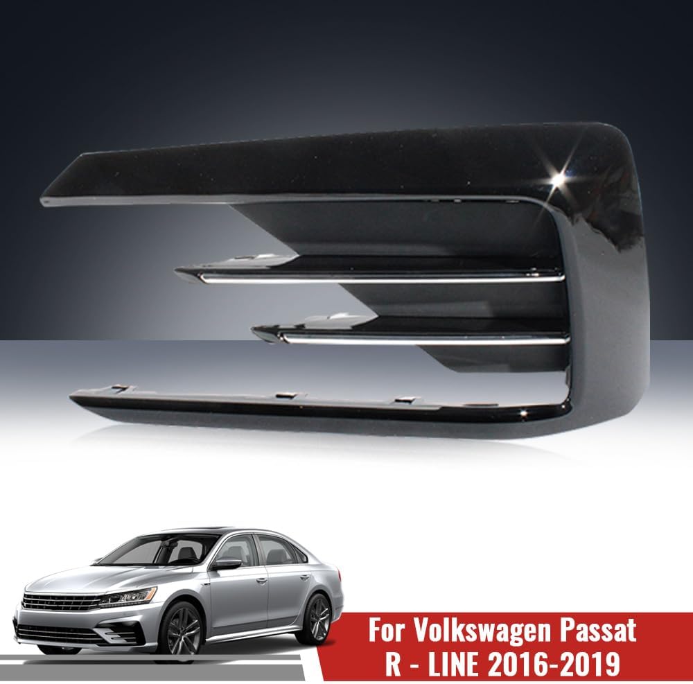 Left Driver Side Front Bumper Fog Lights Lamp Frame Cover Fit for 2016 2017 2018 2019 Volkswagen VW Passat R-LINE RLINE, Black, 561854661J - Image 2