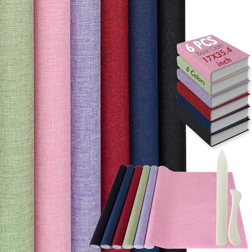 6 colors Book cloth for book binding17x35.4 inches Fabric Surface Paper Backed book binding materialsfor Adult DIY Book Album Cover