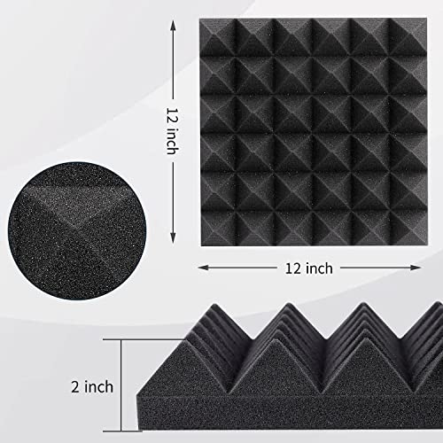 YGM Acoustic Foams® Pyramid Acoustic (Set of 12), 50 Density Foam Panels,12" X 12" X 2 Inches, Premium Grade Soundproofing Studio Noise, Echo Reduction and Absorption (6 Green + 6 Black) - Image 5