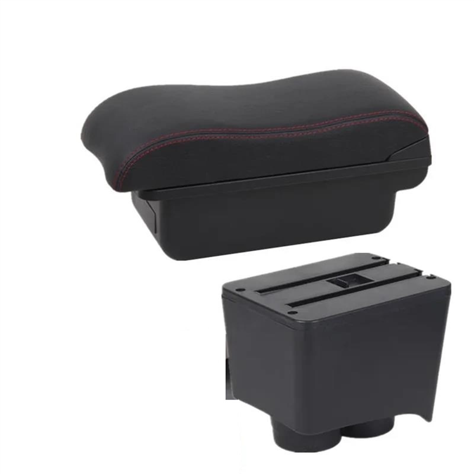 NOHEEU Car Armrest Box 2002-2009 Interior Retrofit Storage Accessories For Polo 9N 3 Mk4(A2 red line No USB)
