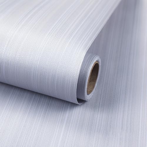ANBILILA Papel Pintado Autoadhesivo Textura Lino Plateado,Vinilo Decorativo Pared,40x500cm,Impermeable,Papel Adhesivo para Muebles,Cocina,Dormitorio,Salón,Baño,Armarios,Bricolaje