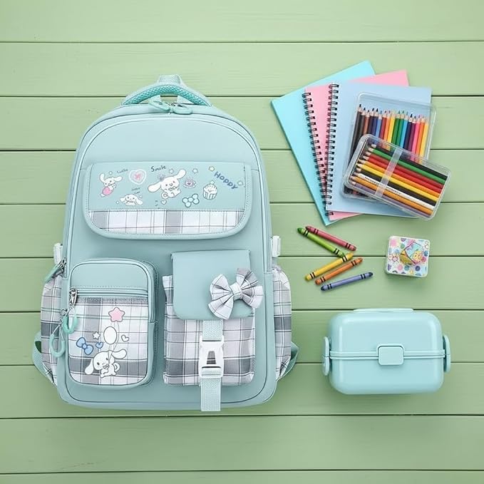 Image of Girls School Backpack Cute Pink Pastel Gradient Bag with Multiple Compartments Lightweight Durable Bookbag for Kids Students (purple bag)