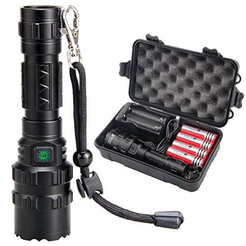 UltraFire Rechargeable Tactical Flashlight with 4PCS Protected UFB26 and Charger, 5 Modes and 1000 Lumens USB LED Flashlight for Camping, Hiking, Emergency UF-1102