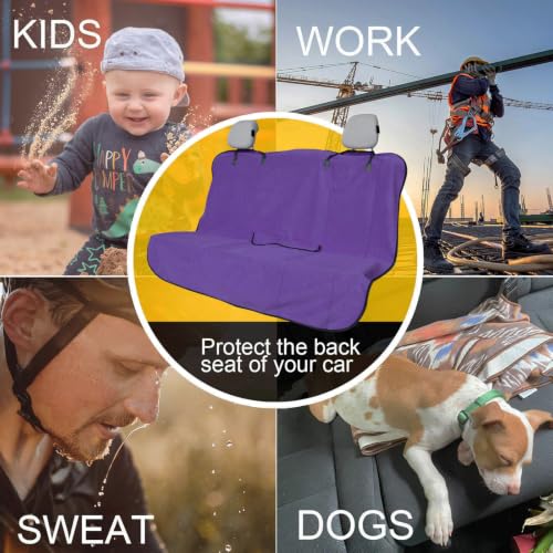 Image of Back Seat Cover for Car Trucks Van SUV,Waterproof Rear Bench Towel Seat Covers for Dogs and Kids,Automotive Backseat Protector (Purple)