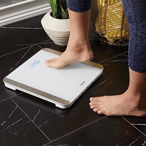 Image of Taylor Digital Bathroom Scale with Motion and Light Sensors - Glass Body Weight Scale, 12.2 x 12.2 in Stainless Steel Platform, Disappearing Blue Digit Display, Precision Tracking for Home Use