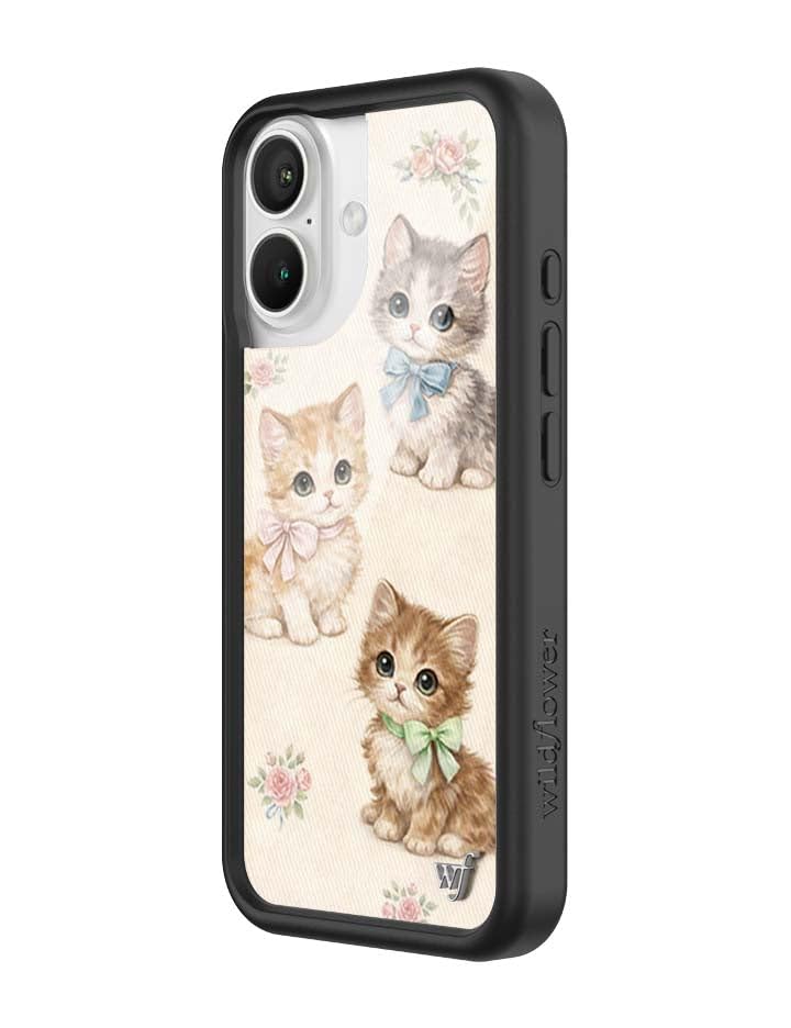 Image of Wildflower Cases - Compatible with iPhone 16 | Protective Black Bumper, 6.5ft Drop Test Certified, Women Owned Small Business | Vintage Kittens