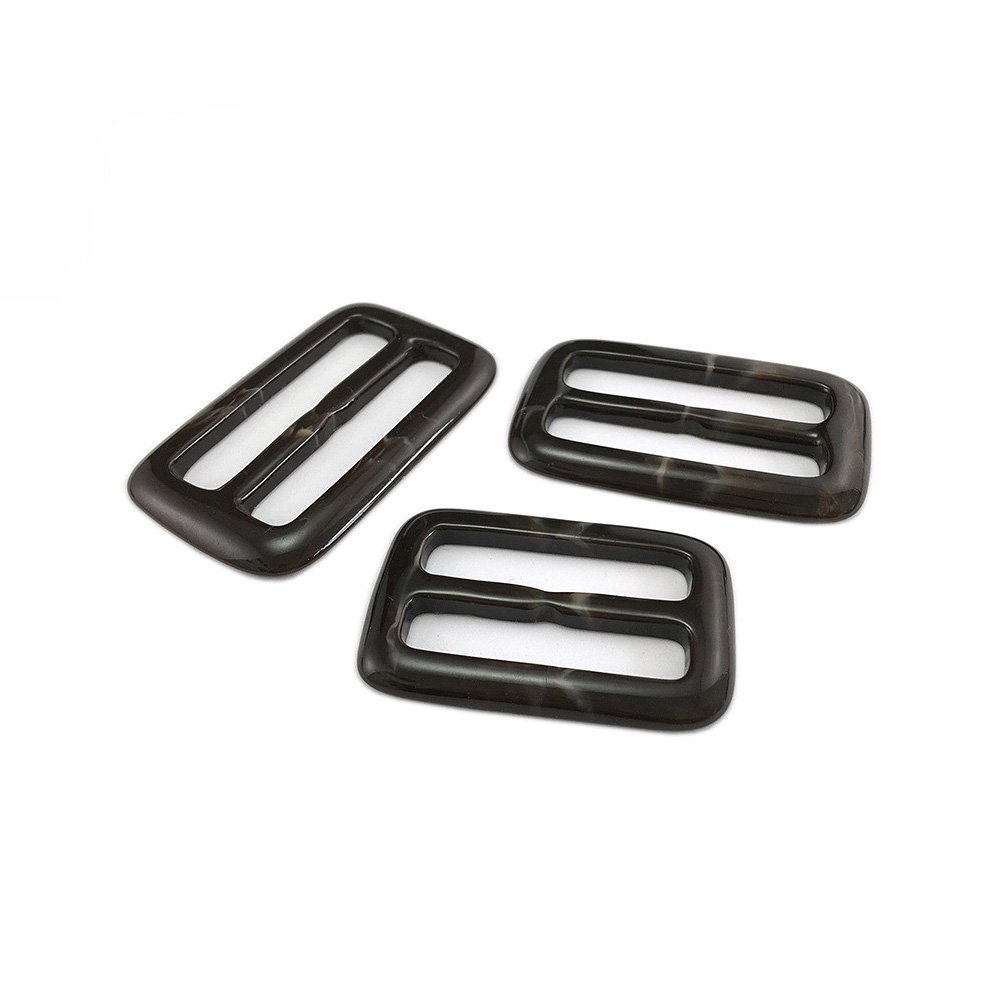 Anjing Women's Deep Coffee Rectangle Girdle Buckle Clothes Coats Buttons Plastic Slide Buckle Triglide Slides Webbing Embellishment 40Mm