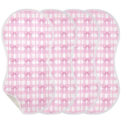 Bows Baby Burp Cloths for Boys and Girls, Soft Muslin Spit Up Towels, 22"x11" Newborn Essentials for Feeding and Drooling, 4 Pack3
