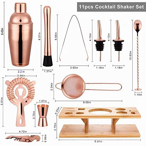 Set de coctelera de acero inoxidable para bartender 11 piezas miniatura 3