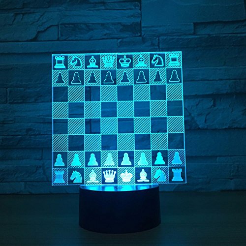 Lámpara de ilusión 3D ajedrez luz nocturna LED táctil miniatura 1
