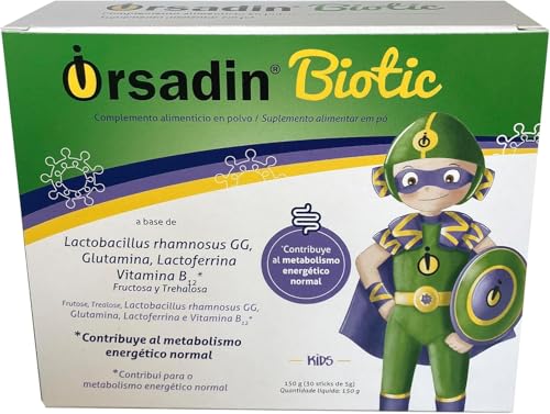 Orsadin Biotic 30 Sticks x 5 g – Complemento Probiótico para Niños con Lactobacillus Rhamnosus GG, Glutamina, Lactoferrina y Vitamina B₁₂ – Suplemento para un Metabolismo Energético Normal