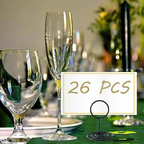Image of Table Number Holders, 26PCS Place Card Holder, Photo Holder (2 inch Black) | Picture Holder, Cards Stand Name Menu Clips, Small Size Table Sign Card Holder for Centerpieces Wedding Birthday Party