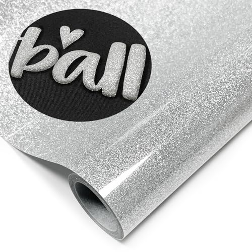 Image of Silvery Glitter Puff Vinyl Heat Transfer - 12 inch x 5ft 3D Puff HTV Vinyl, Glitter Puffy Iron-On for Fabrics, Perfect for T-Shirts, Bags, Pillows, Compatible with Cricut & Cameo