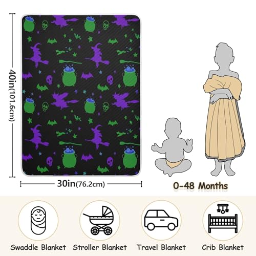 Burbuja Halloween Themed Witches Baby Blanket for Boys Girls, Nursery Soft Warm Swaddling Receiving Baby Blankets, 30x40 in Toddler Blanket3