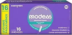 Absorvente Interno Modess Fluxo Moderado com 16un - Evergreen